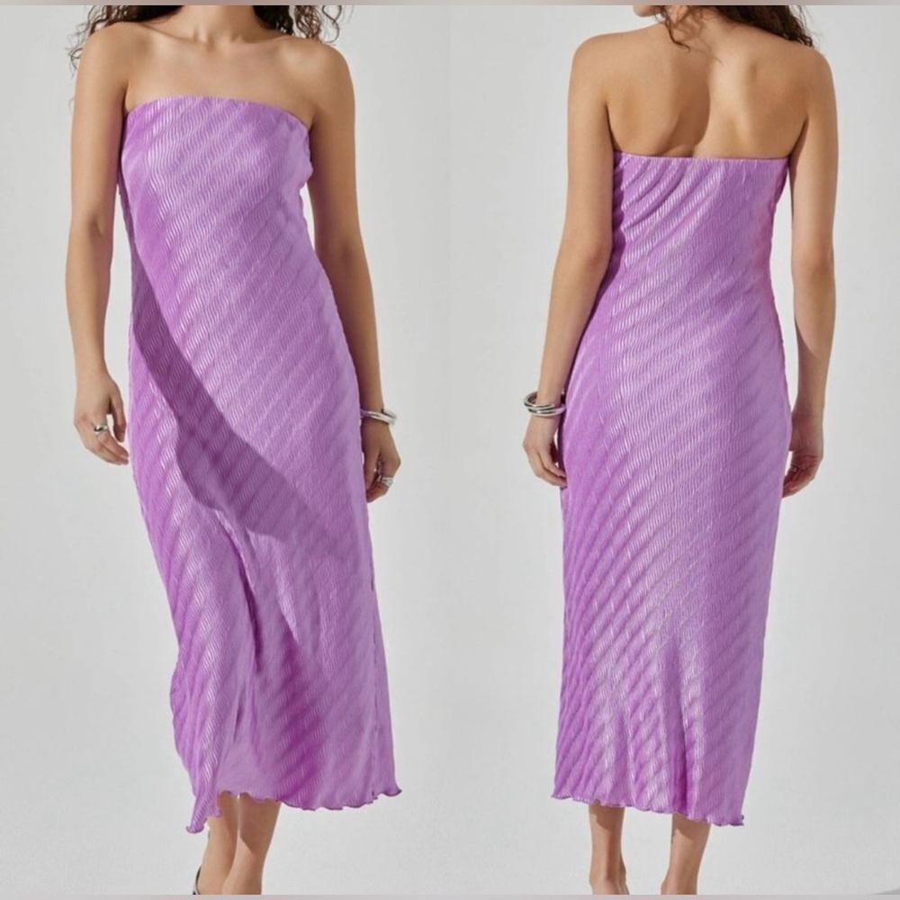 ASTR Plisse Tube Midi Dress Lavender- Sz Small- NWT